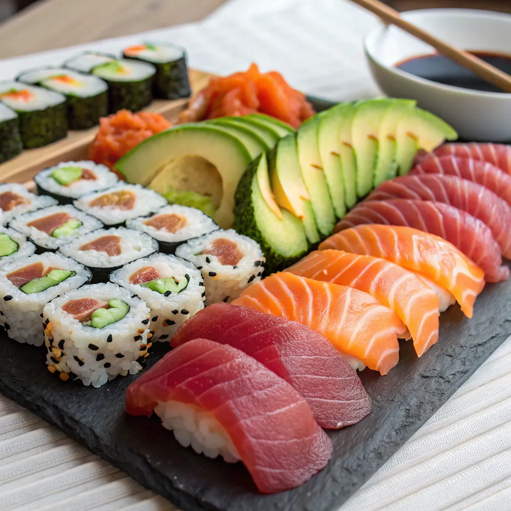A beautiful presentation of Sushi